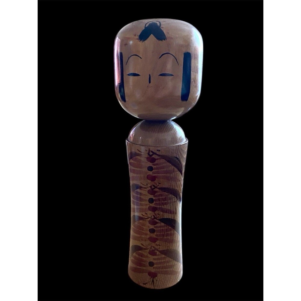 Vintage Wooden Japanese Kokeshi Doll 9.5” Tall Japan Art Decor Piece